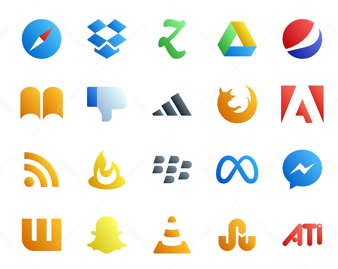 Pacote De Ícones De Redes Sociais Incluindo Snapchat Meta e Drive Vetor EPS