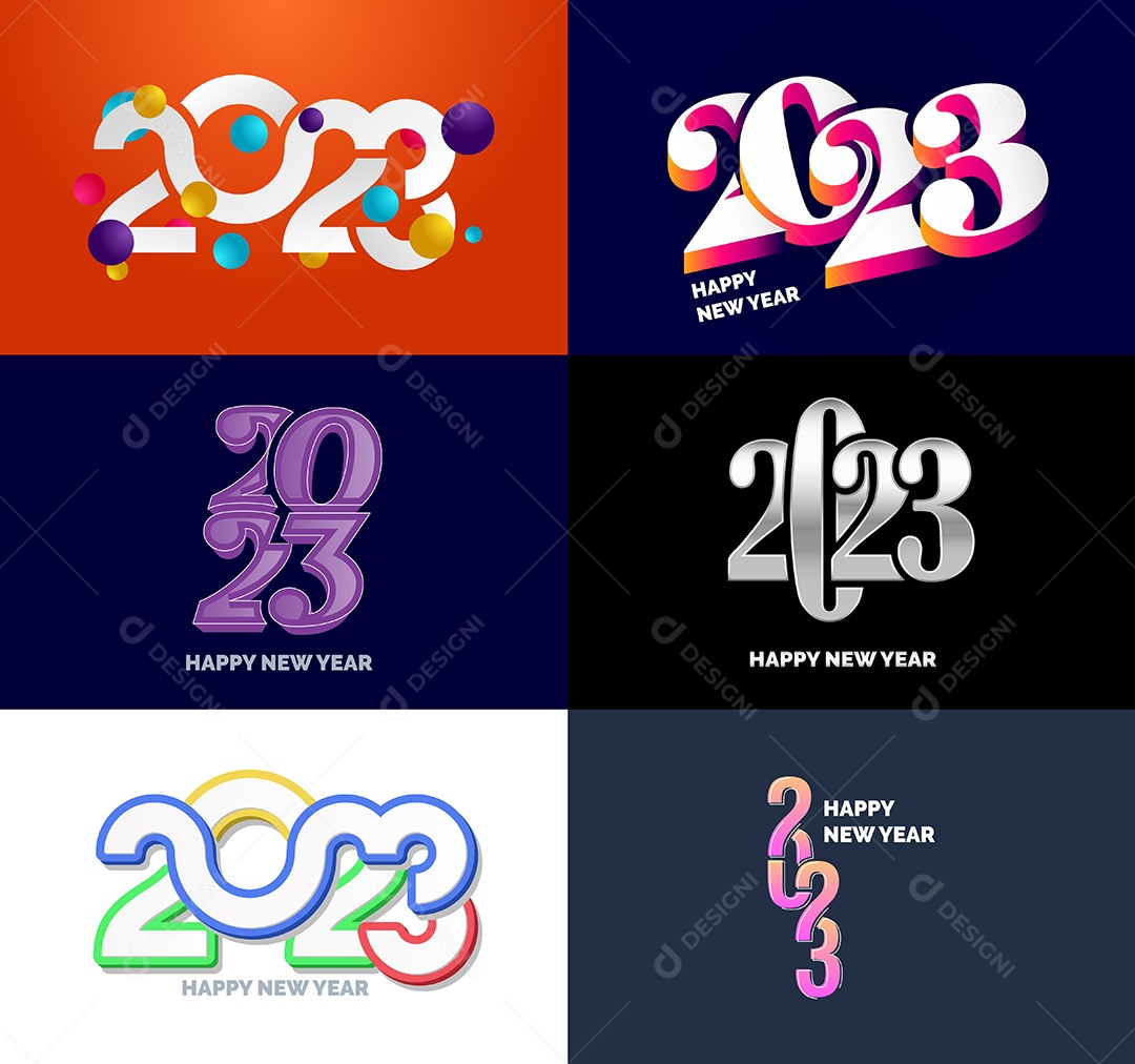 Símbolos de Feliz Ano Novo de 2023 Vetor EPS