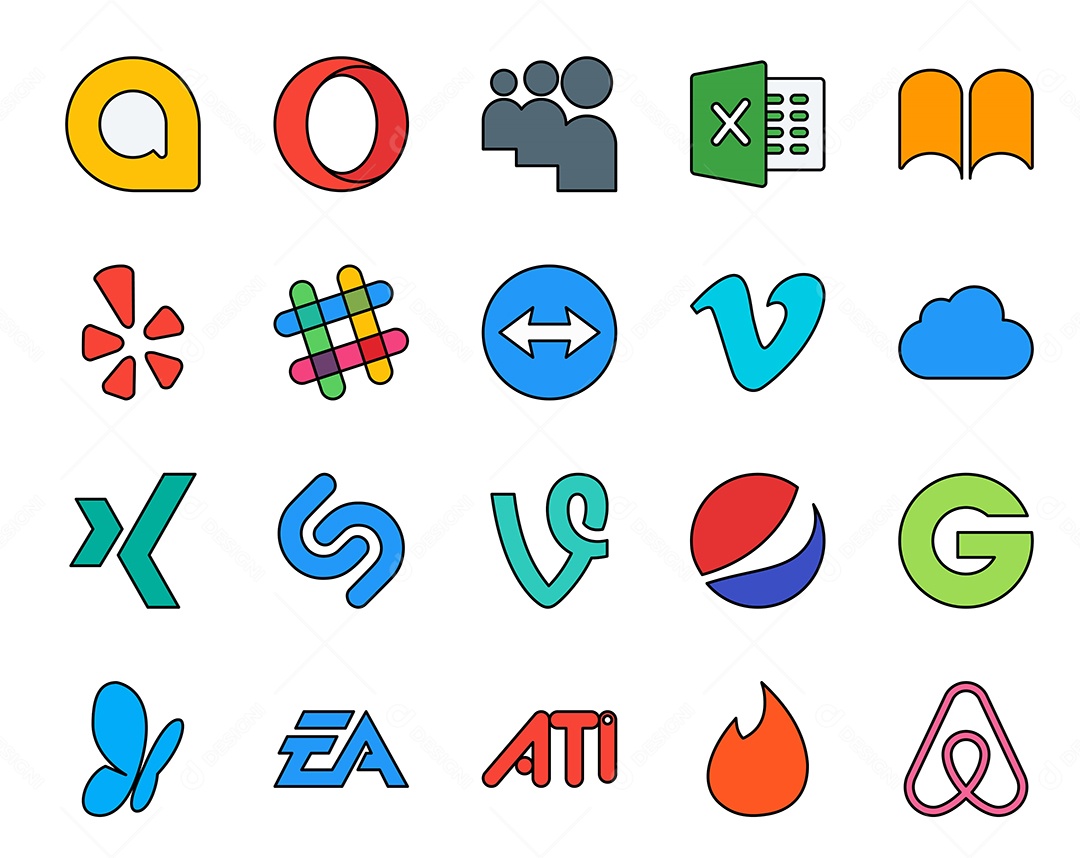 Pacote De Ícones De Redes Sociais Incluindo Opera Shazam e Pepsi Vetor EPS