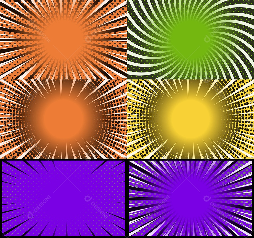 Vetor Retrô de Fundo em Quadrinhos Coloridos Vetor EPS