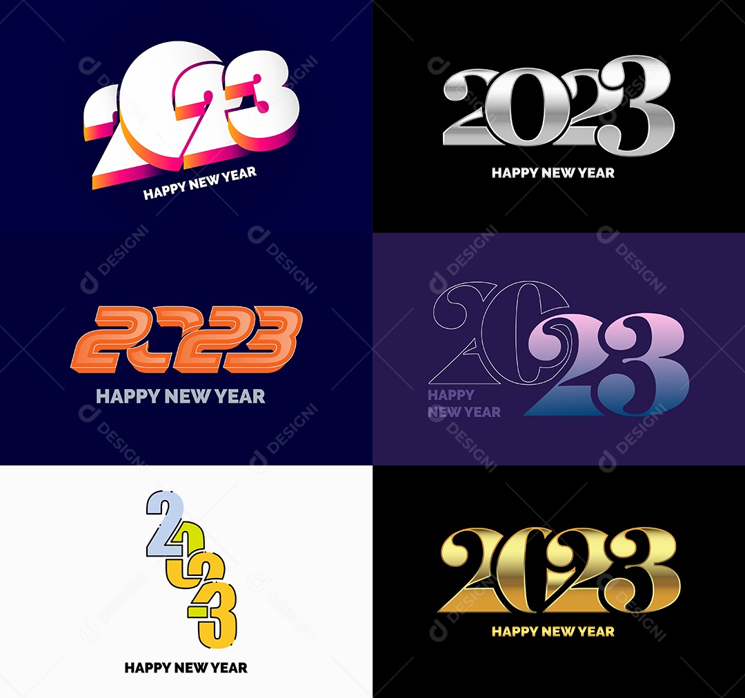 Símbolos de Feliz Ano Novo de 2023 Vetor EPS