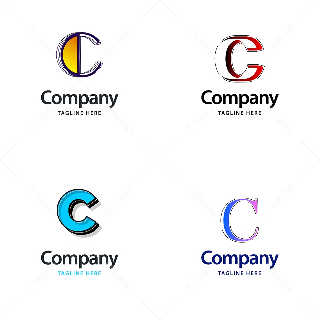 Logo C Personalizada Logotipos Modernos Vetor EPS