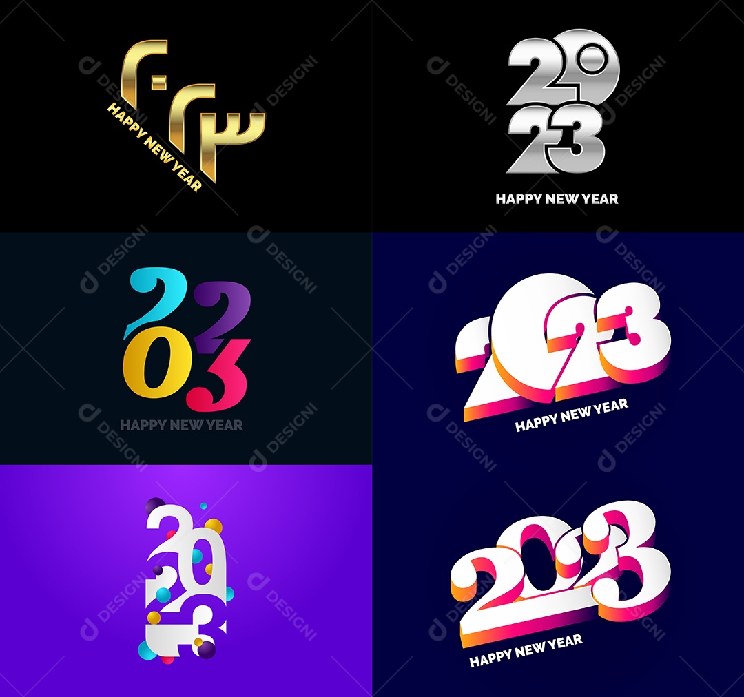 Símbolos de Feliz Ano Novo de 2023 Vetor EPS