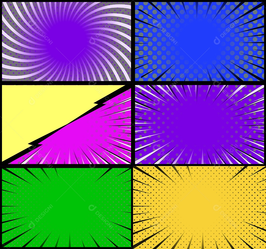 Vetor Retrô de Fundo em Quadrinhos Coloridos Vetor EPS