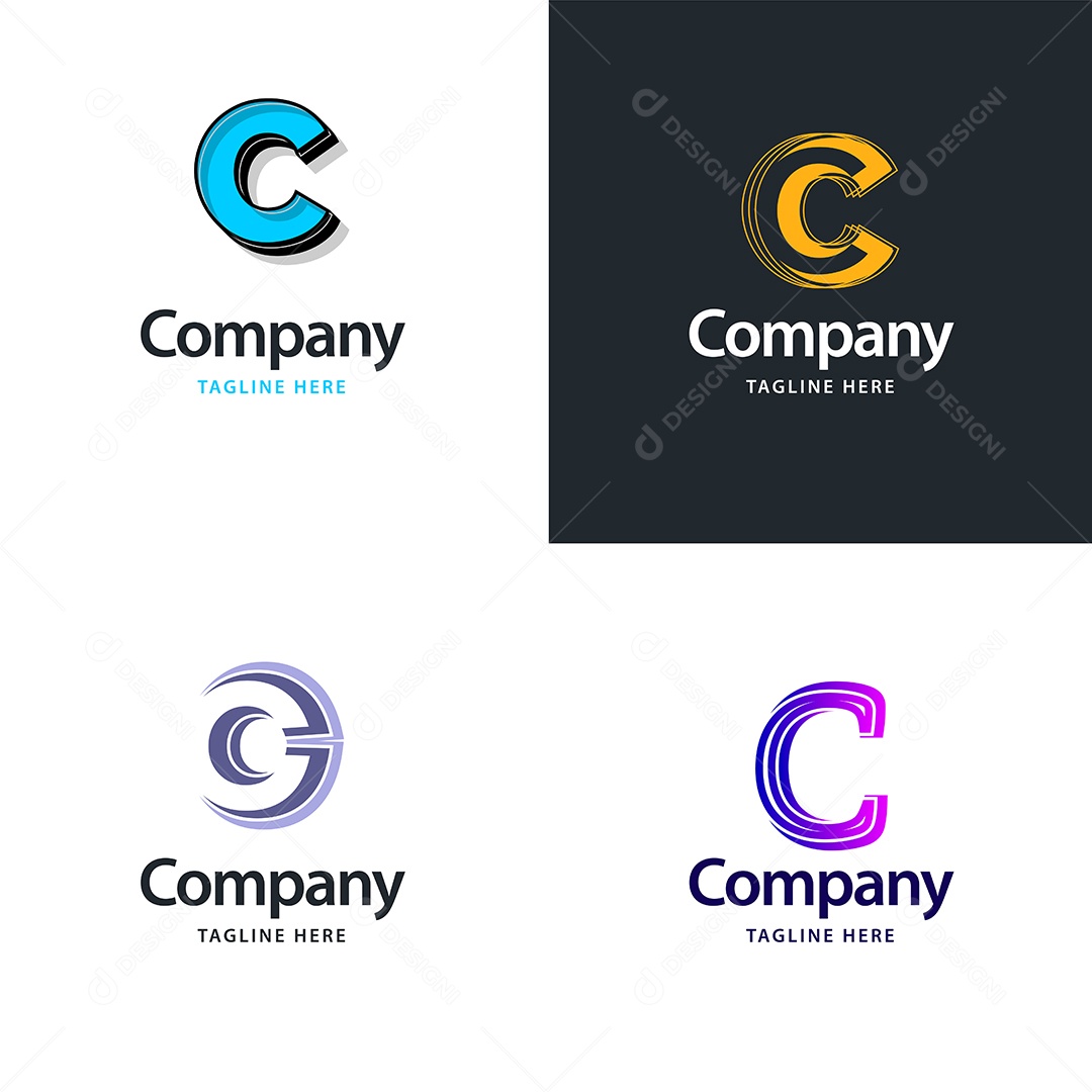 Logo C Personalizada Logotipos Modernos Vetor EPS