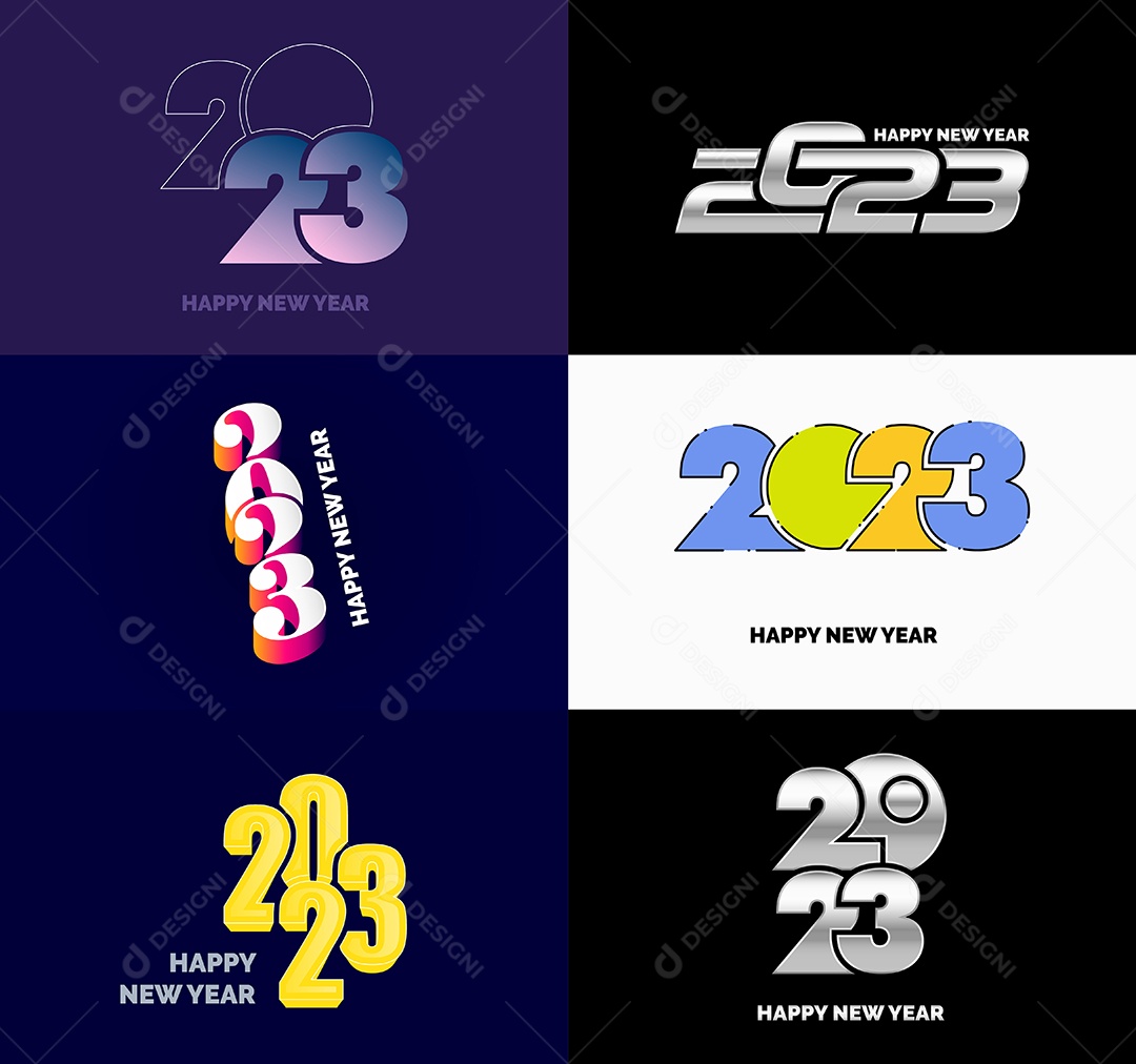 Símbolos de Feliz Ano Novo de 2023 Vetor EPS