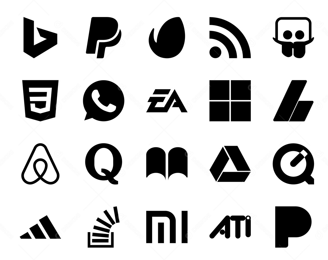 Pacote De Ícones De Redes Sociais Incluindo Drive Pinterest e Adidas Vetor EPS
