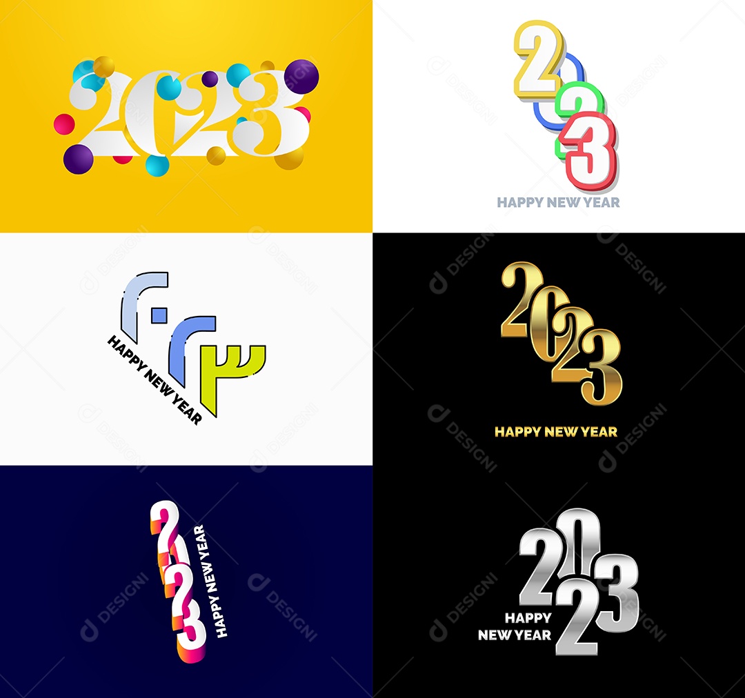 Símbolos de Feliz Ano Novo de 2023 Vetor EPS