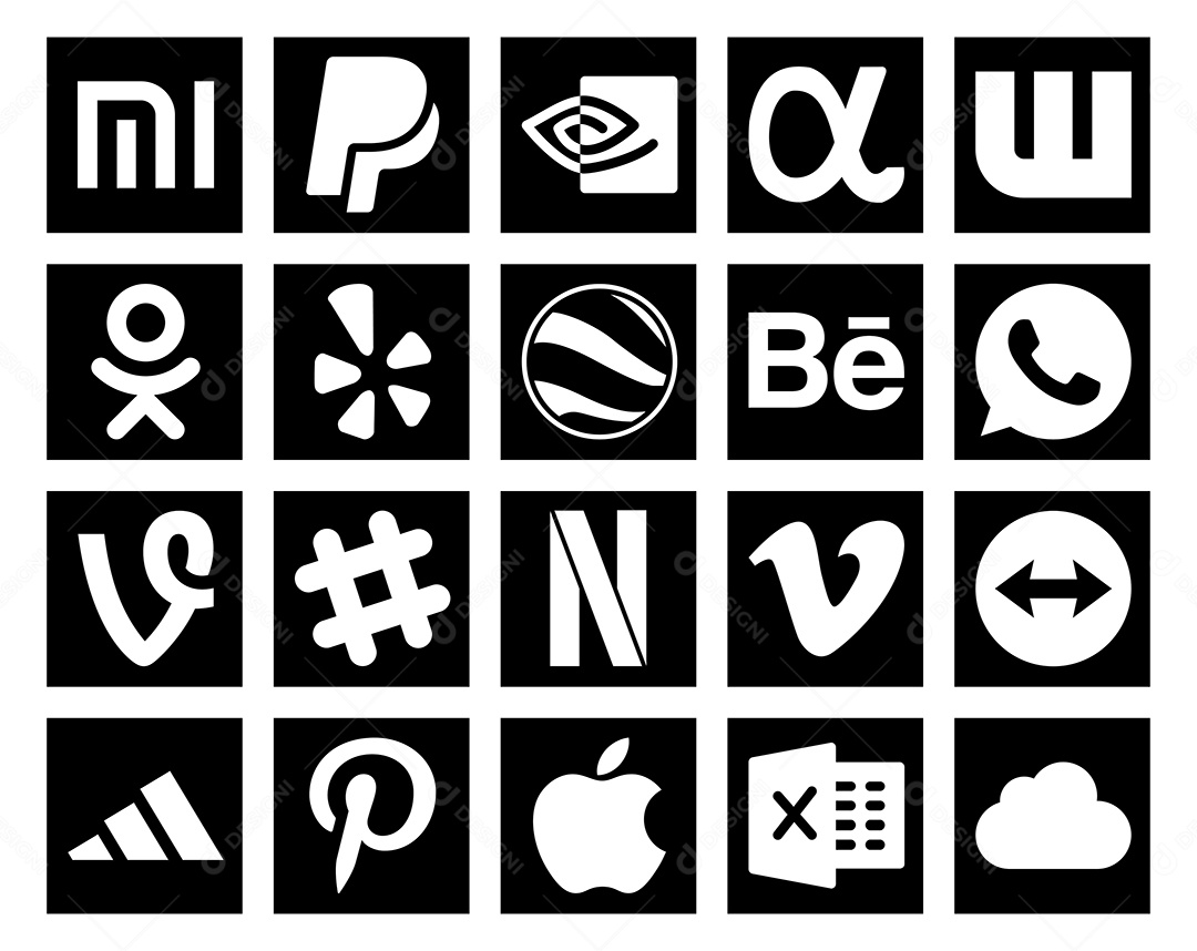 Pacote De Ícones De Redes Sociais Incluindo Behance Pinterest e Apple Vetor EPS