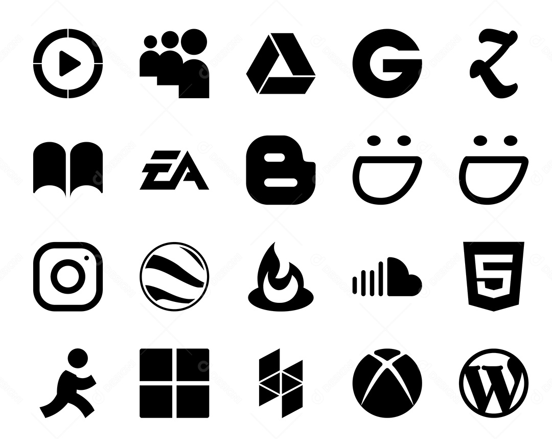 Pacote De Ícones De Redes Sociais Incluindo Instagram Drive e Xbox Vetor EPS