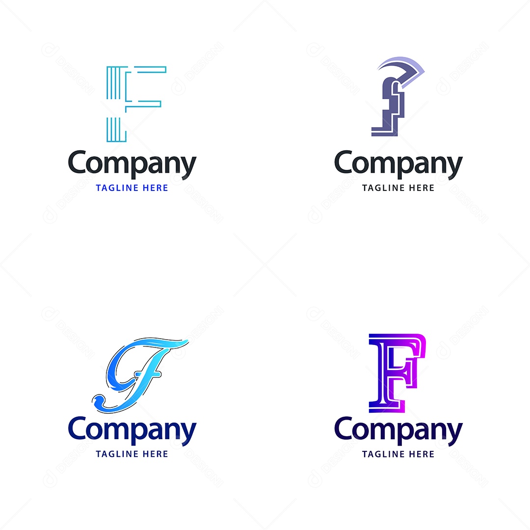 Logo F Personalizada Logotipos Modernos Vetor EPS