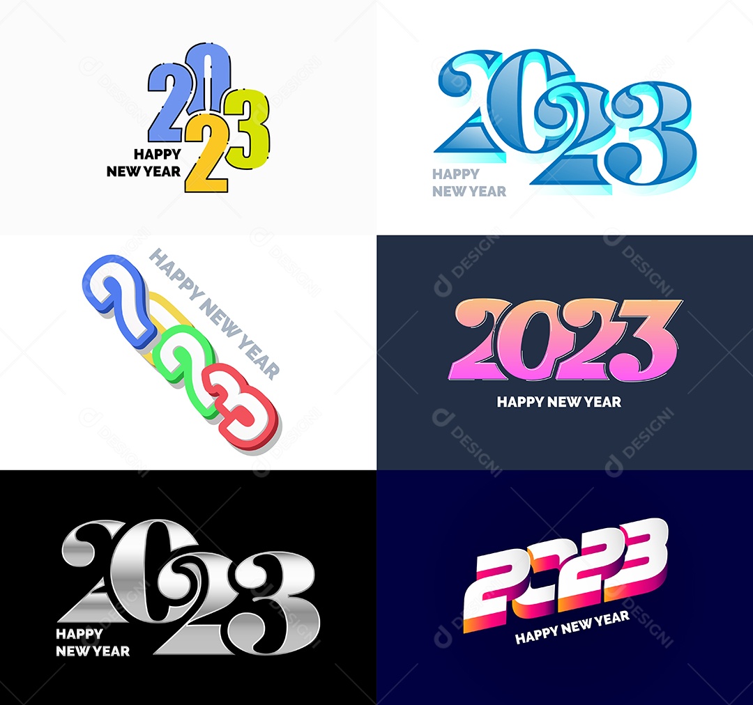 Símbolos de Feliz Ano Novo de 2023 Vetor EPS