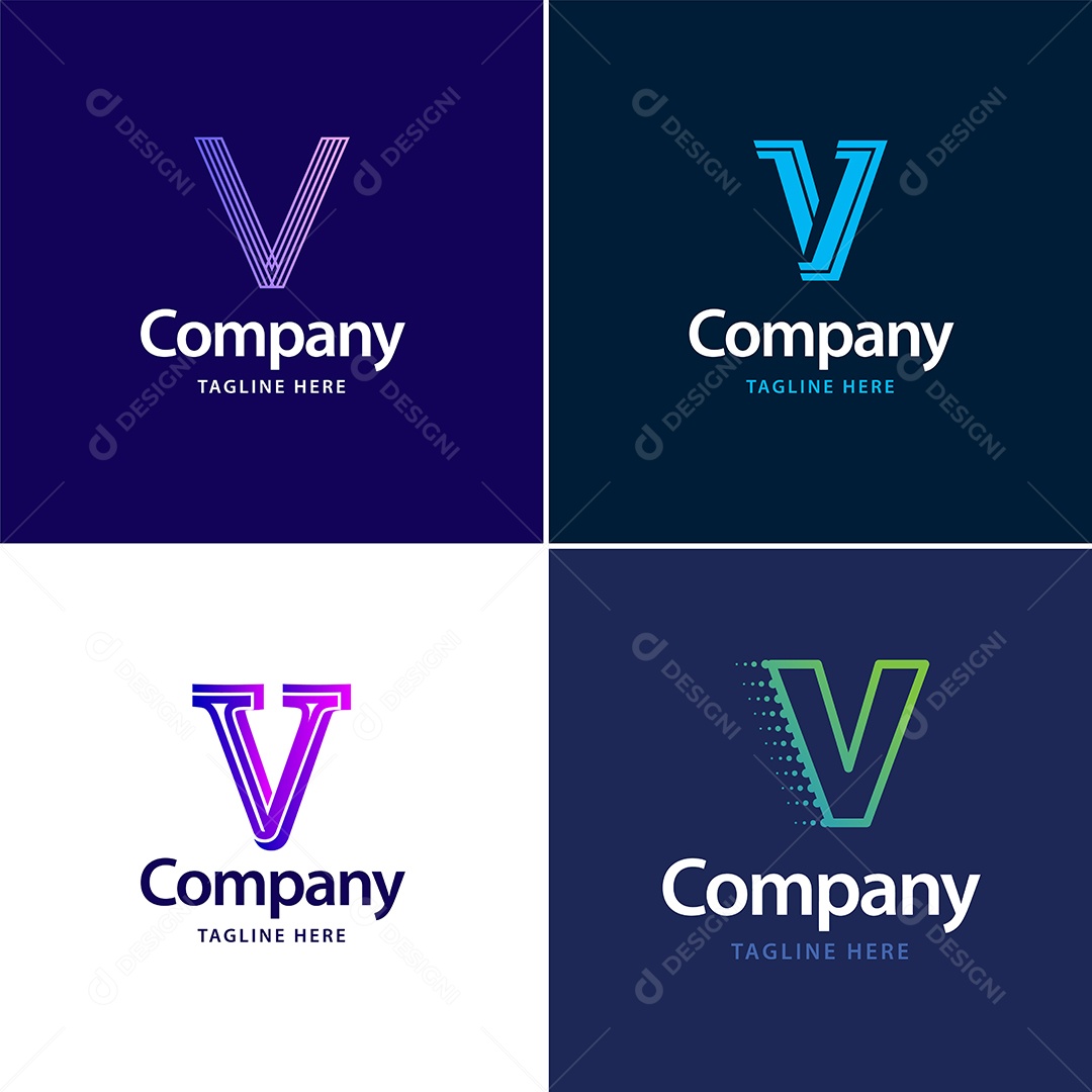 Logo V Logotipos Modernos Vetor EPS