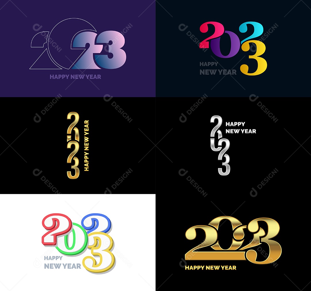 Logotipos De Feliz Ano Novo 2023 Vetor EPS