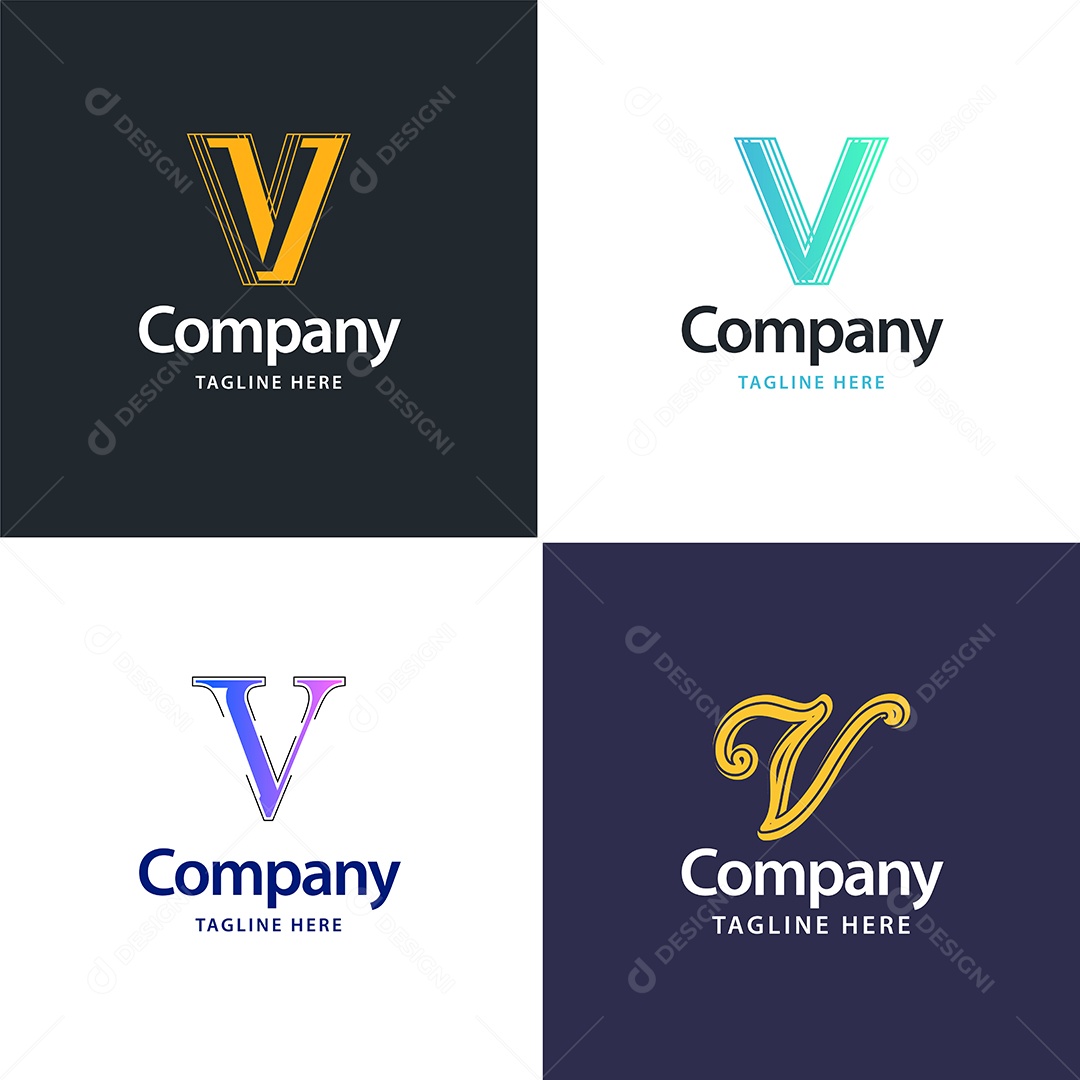 Logo V Logotipos Modernos Vetor EPS