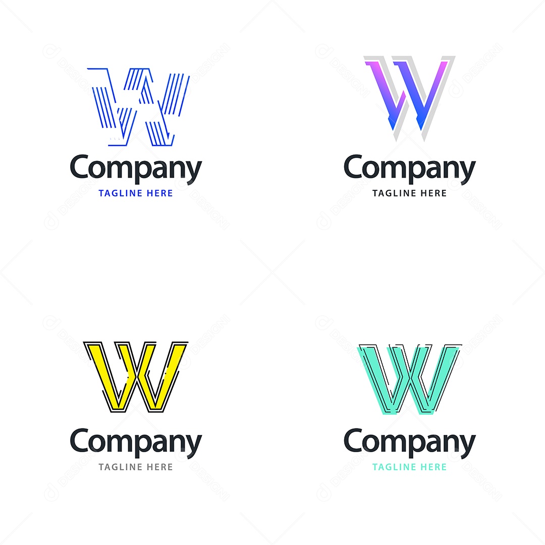 Logo W Logotipos Modernos Vetor EPS