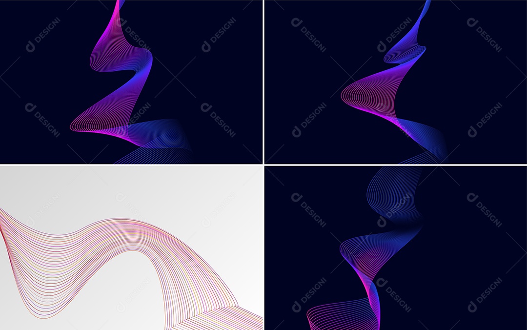 Conjunto de Ondas Sonoras Coloridas Dinâmicas De Linhas Mínimas Vetor EPS