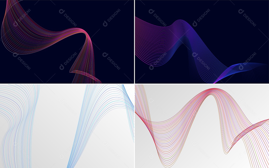 Conjunto de Ondas Sonoras Coloridas Dinâmicas De Linhas Mínimas Vetor EPS