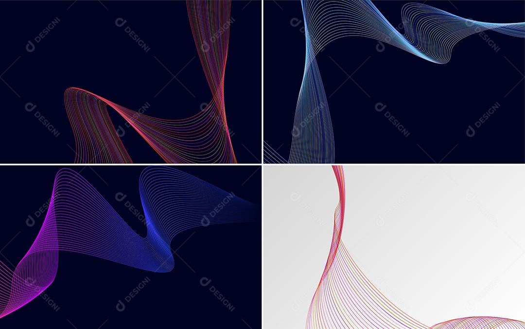 Conjunto de Ondas Sonoras Coloridas Dinâmicas De Linhas Mínimas Vetor EPS