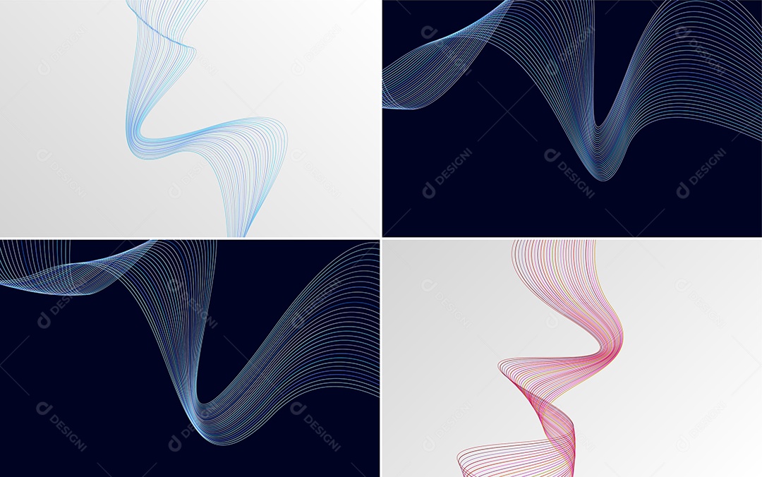 Conjunto de Ondas Sonoras Coloridas Dinâmicas De Linhas Mínimas Vetor EPS