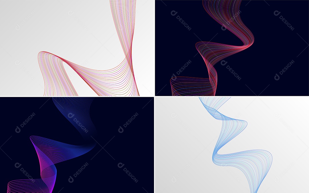 Conjunto de Ondas Sonoras Coloridas Dinâmicas De Linhas Mínimas Vetor EPS