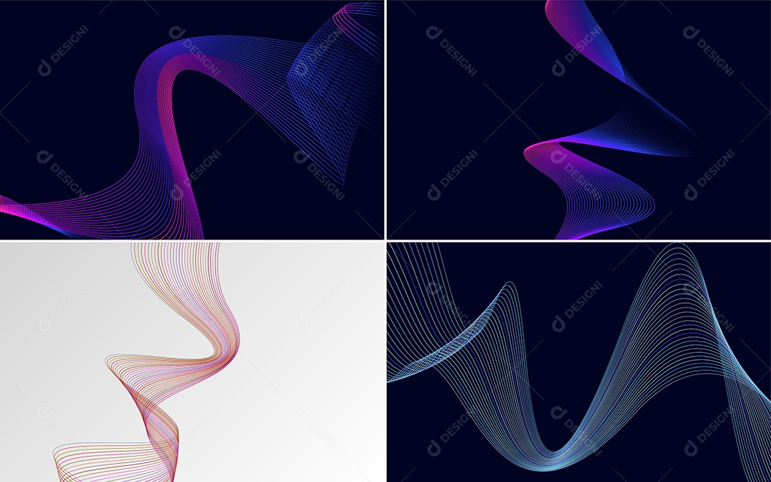 Conjunto de Ondas Sonoras Coloridas Dinâmicas De Linhas Mínimas Vetor EPS