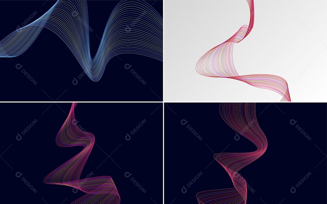 Conjunto de Ondas Sonoras Coloridas Dinâmicas De Linhas Mínimas Vetor EPS