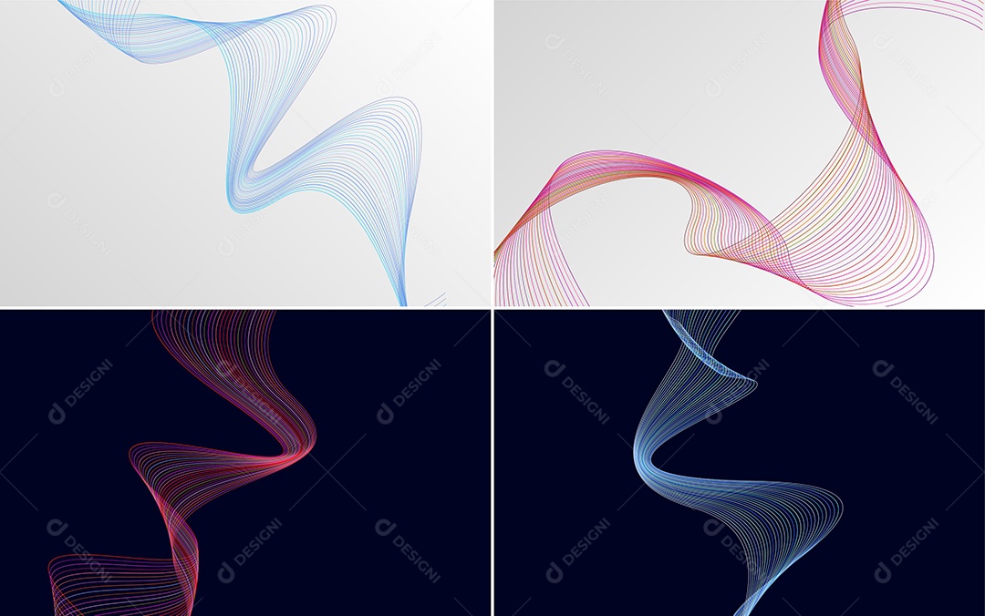 Conjunto de Ondas Sonoras Coloridas Dinâmicas De Linhas Mínimas Vetor EPS