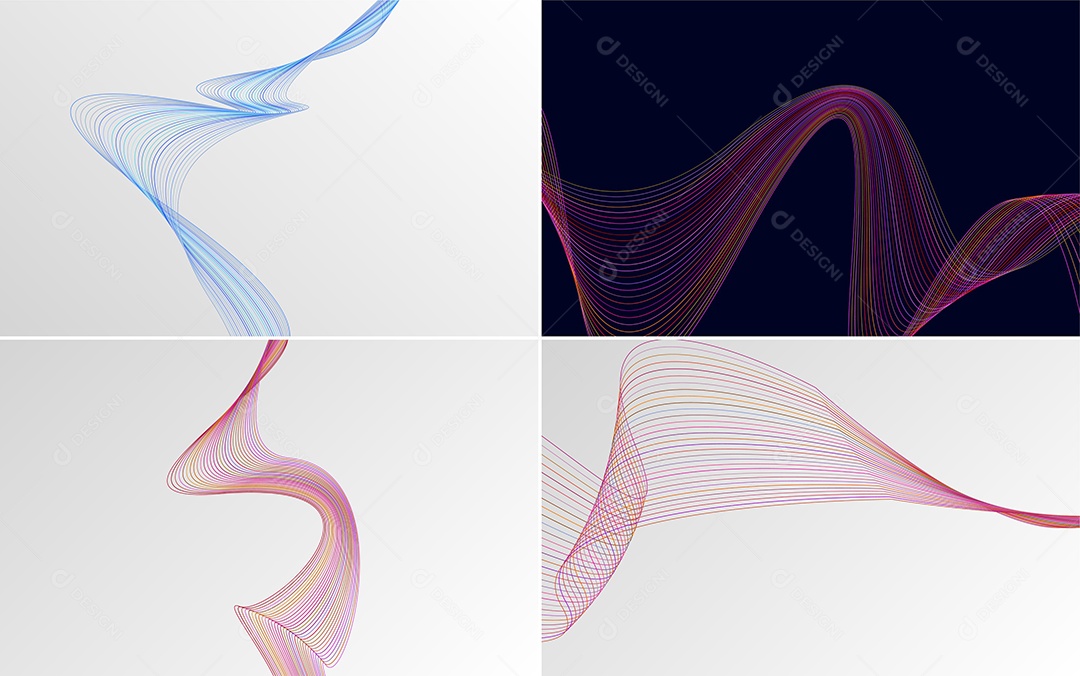 Conjunto de Ondas Sonoras Coloridas Dinâmicas De Linhas Mínimas Vetor EPS
