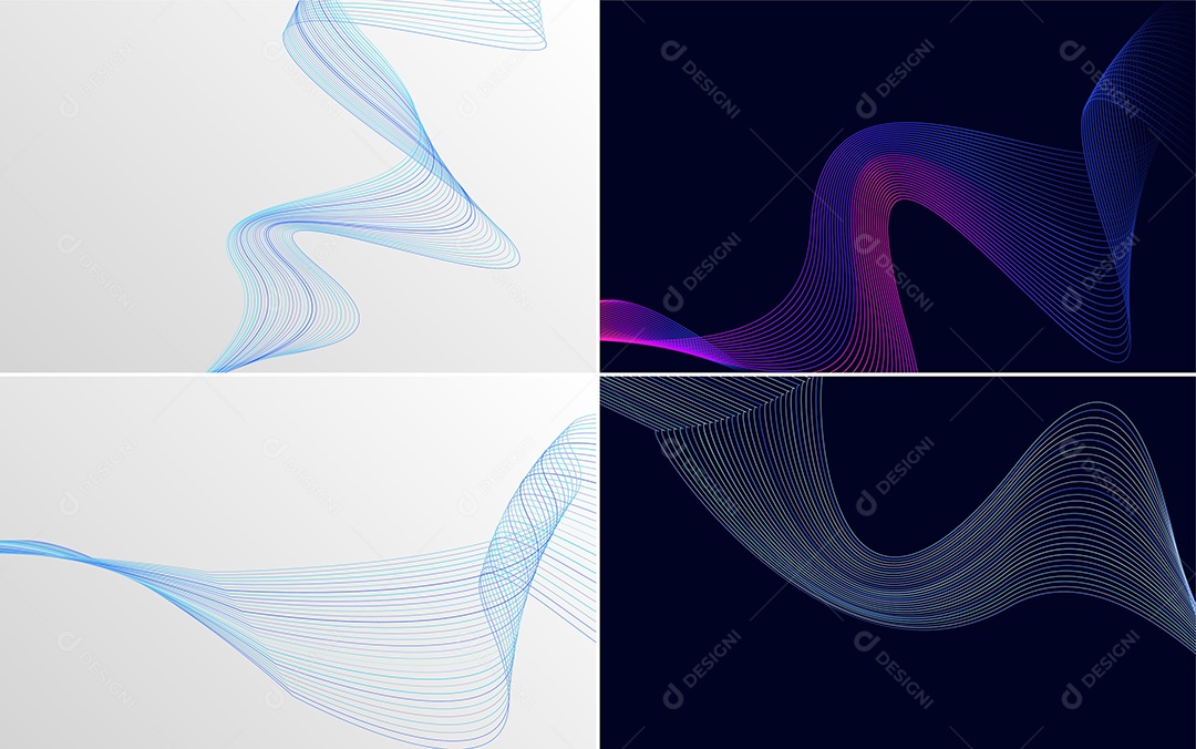 Conjunto de Ondas Sonoras Coloridas Dinâmicas De Linhas Mínimas Vetor EPS