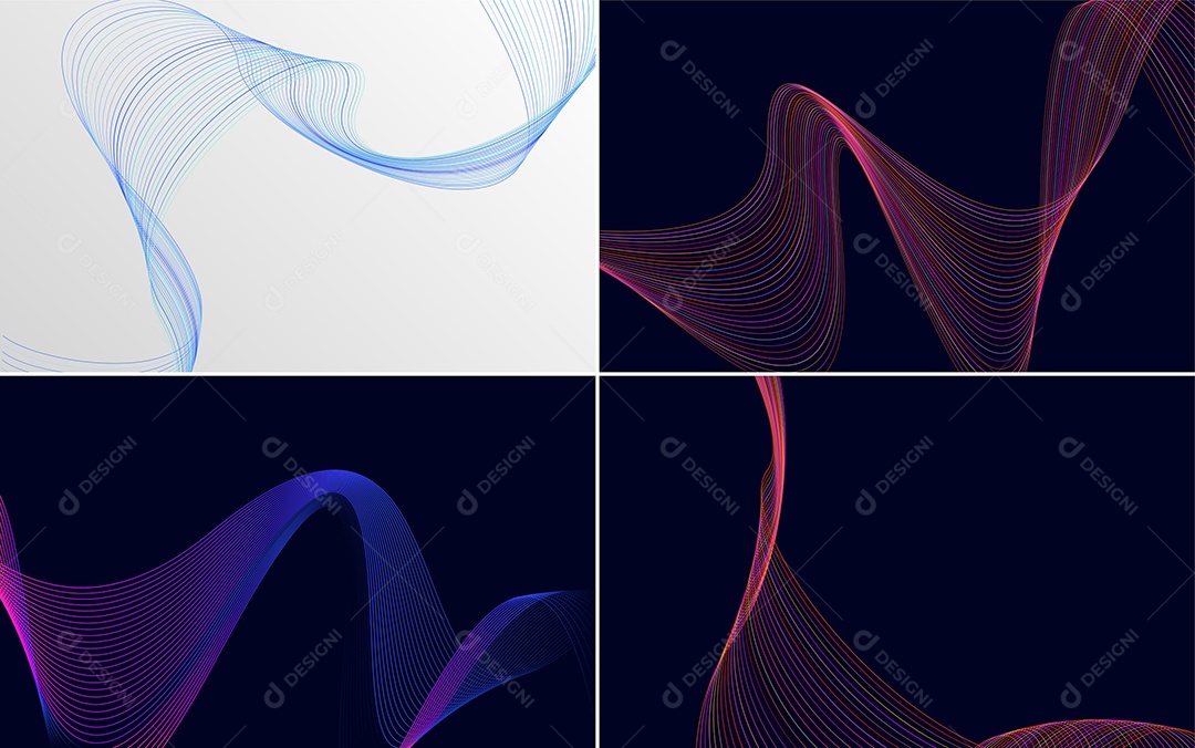 Conjunto de Ondas Sonoras Coloridas Dinâmicas De Linhas Mínimas Vetor EPS