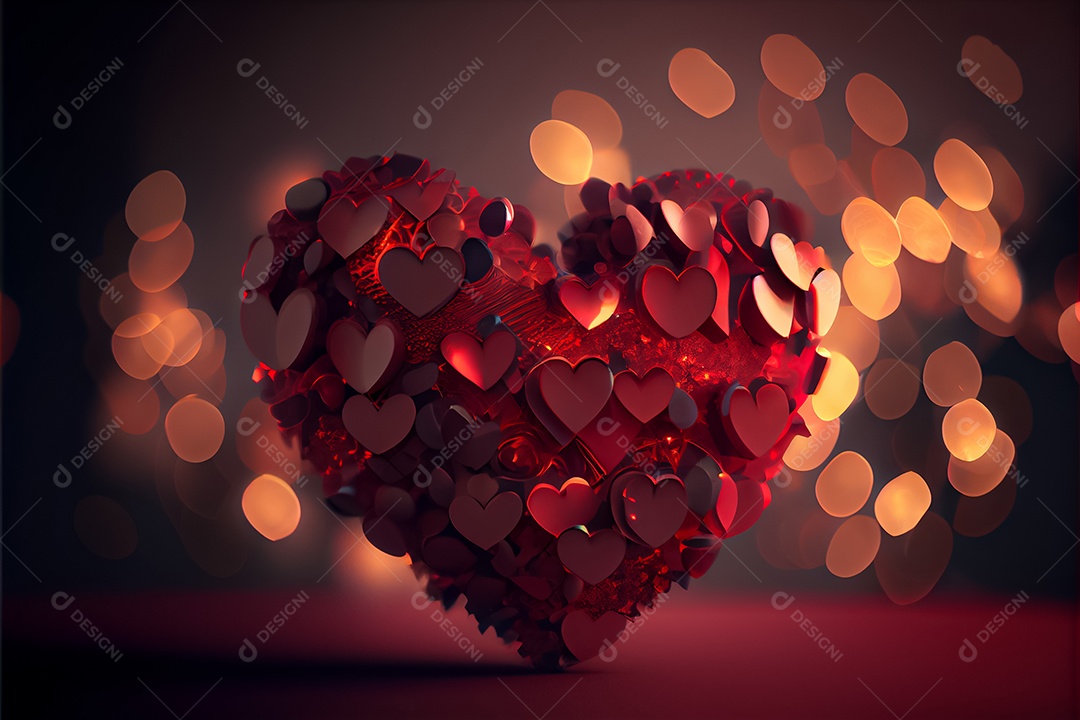 Conceito de coração, amor, dia dos namorados. 12 de junho. Renderização