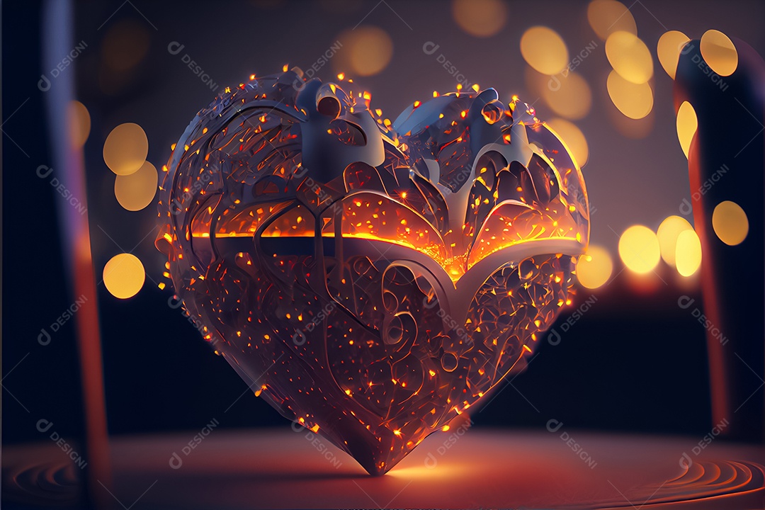 Concept of heart, love, valentine's day. June 12. Rendering