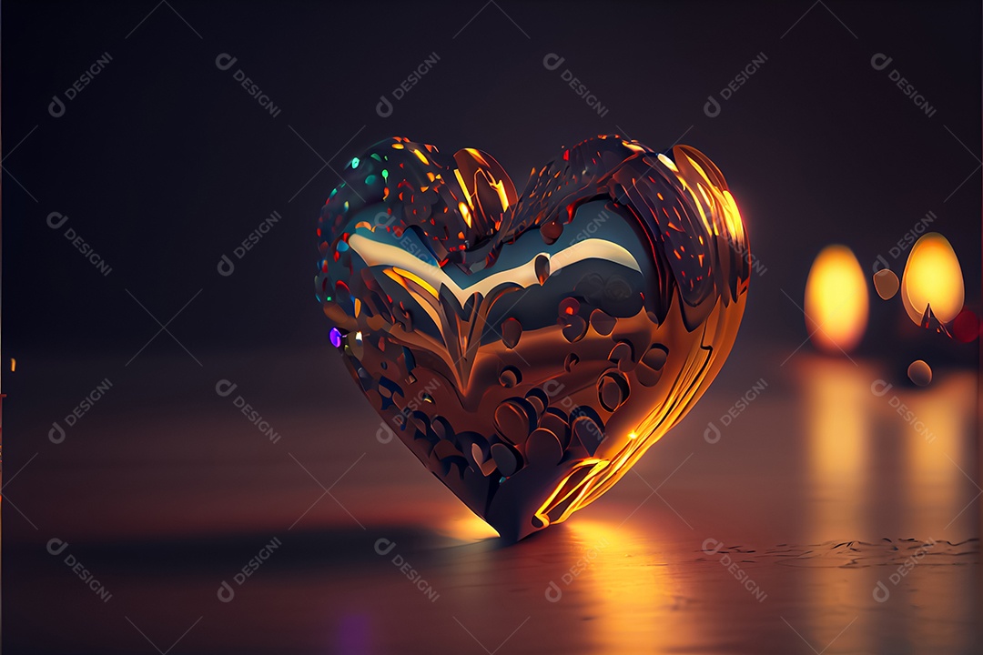 Conceito de coração, amor, dia dos namorados. 12 de junho. Renderização