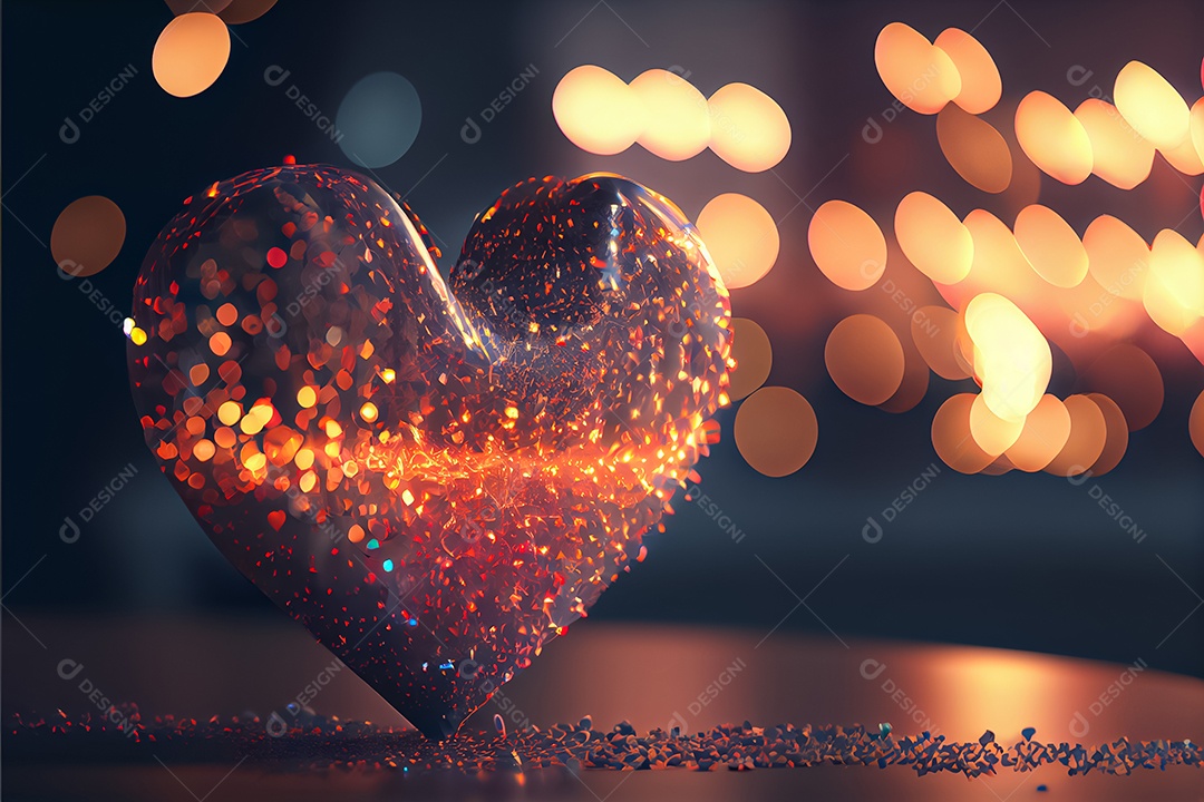 Conceito de coração, amor, dia dos namorados. 12 de junho. Renderização