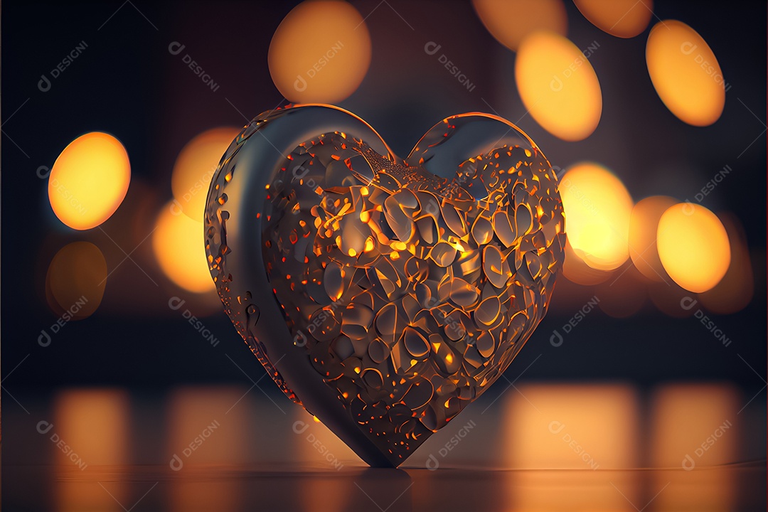 Conceito de coração, amor, dia dos namorados. 14 de fevereiro. Renderização