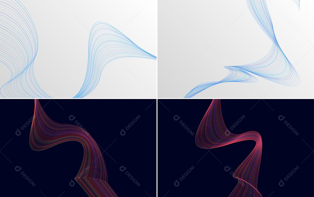 Conjunto de Ondas Sonoras Coloridas Dinâmicas De Linhas Mínimas Vetor EPS