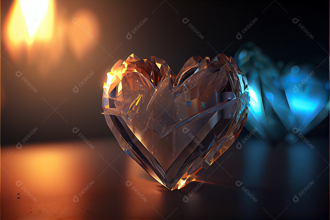 Conceito de coração, amor, dia dos namorados. 14 de fevereiro. Renderização