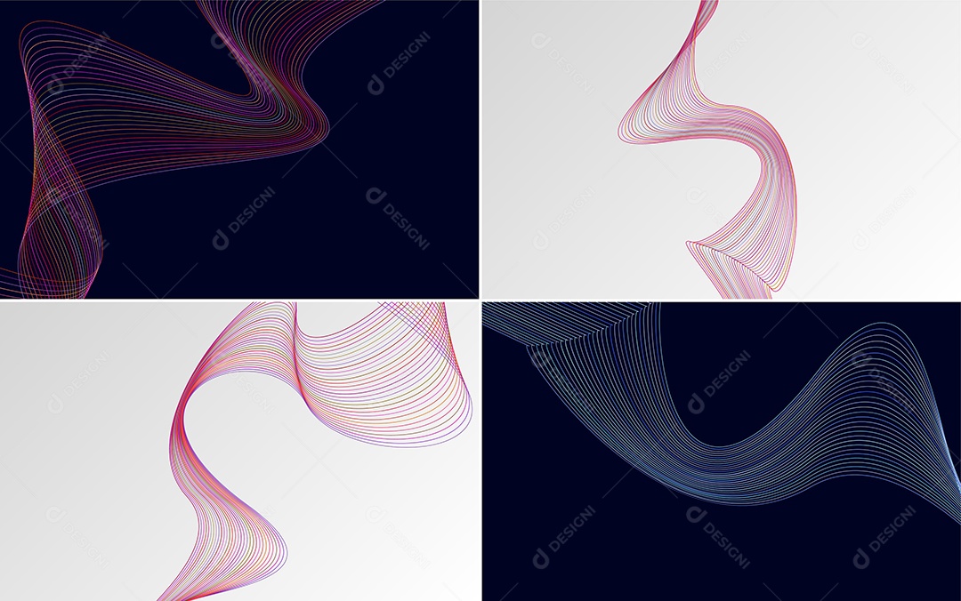 Conjunto de Ondas Sonoras Coloridas Dinâmicas De Linhas Mínimas Vetor EPS