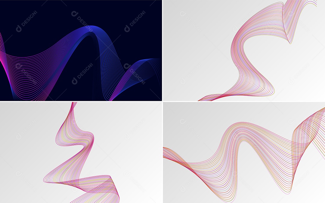 Conjunto de Ondas Sonoras Coloridas Dinâmicas De Linhas Mínimas Vetor EPS