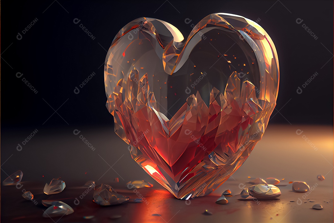 Conceito de coração, amor, dia dos namorados. 12 de junho. Renderização