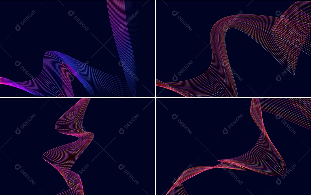 Conjunto de Ondas Sonoras Coloridas Dinâmicas De Linhas Mínimas Vetor EPS