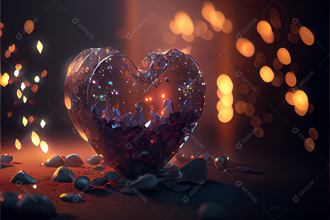 Conceito de coração, amor, dia dos namorados. 12 de junho. Renderização