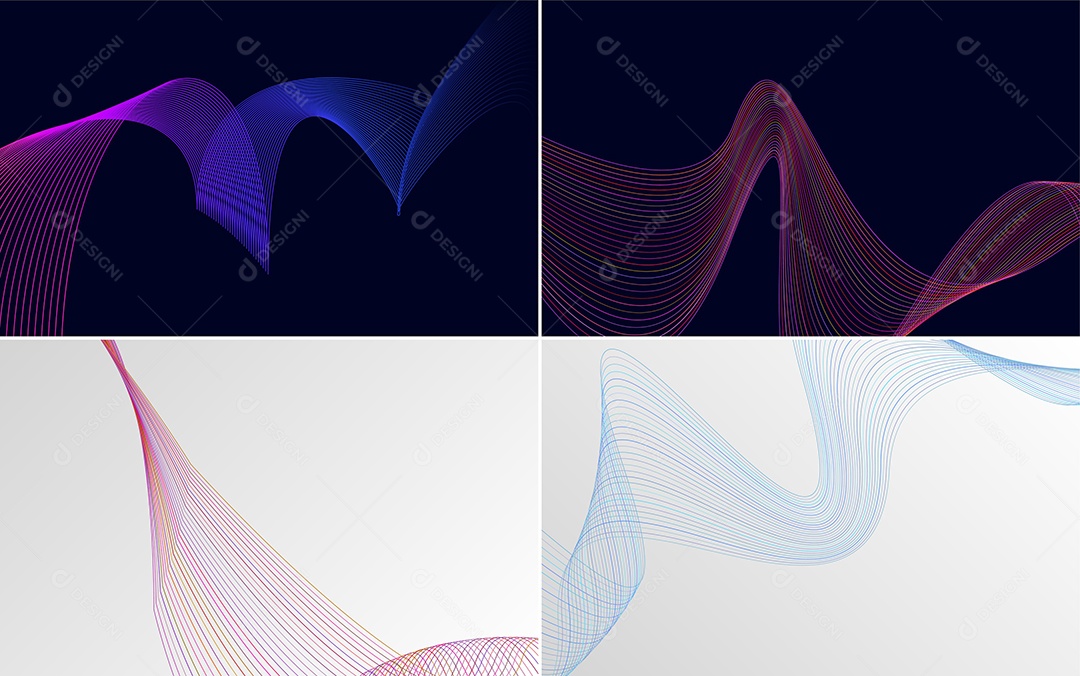 Conjunto de Ondas Sonoras Coloridas Dinâmicas De Linhas Mínimas Vetor EPS