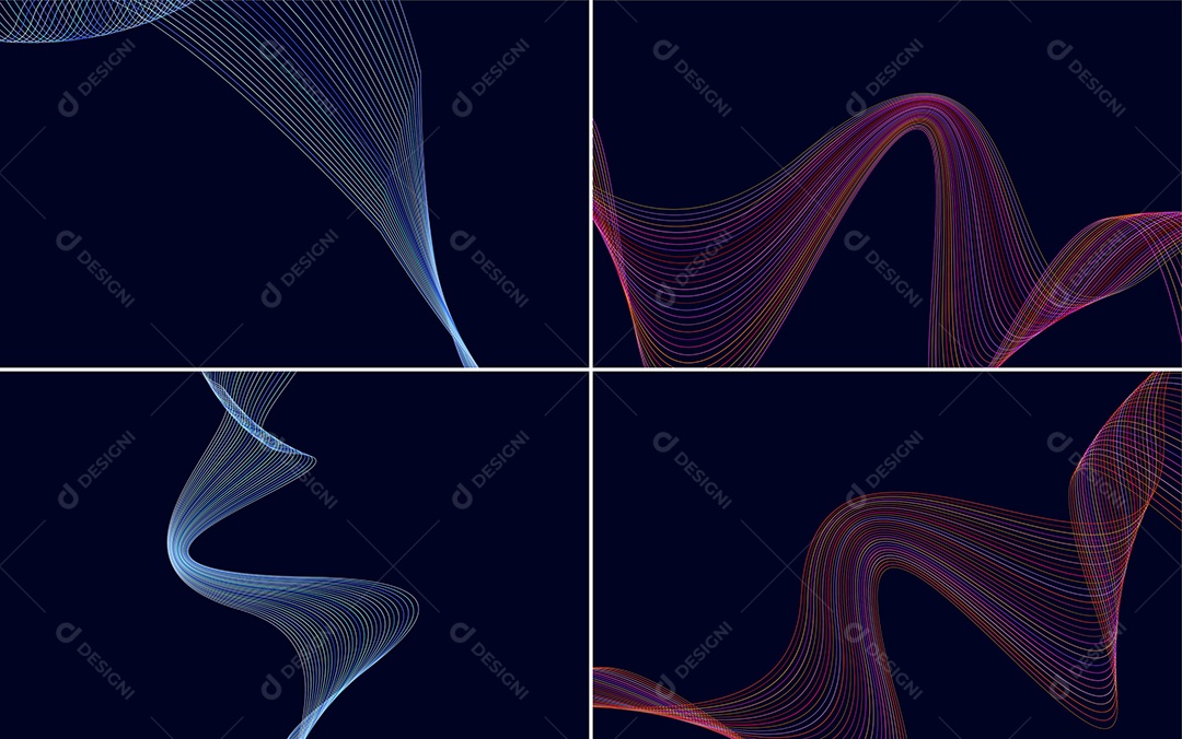 Conjunto de Ondas Sonoras Coloridas Dinâmicas De Linhas Mínimas Vetor EPS