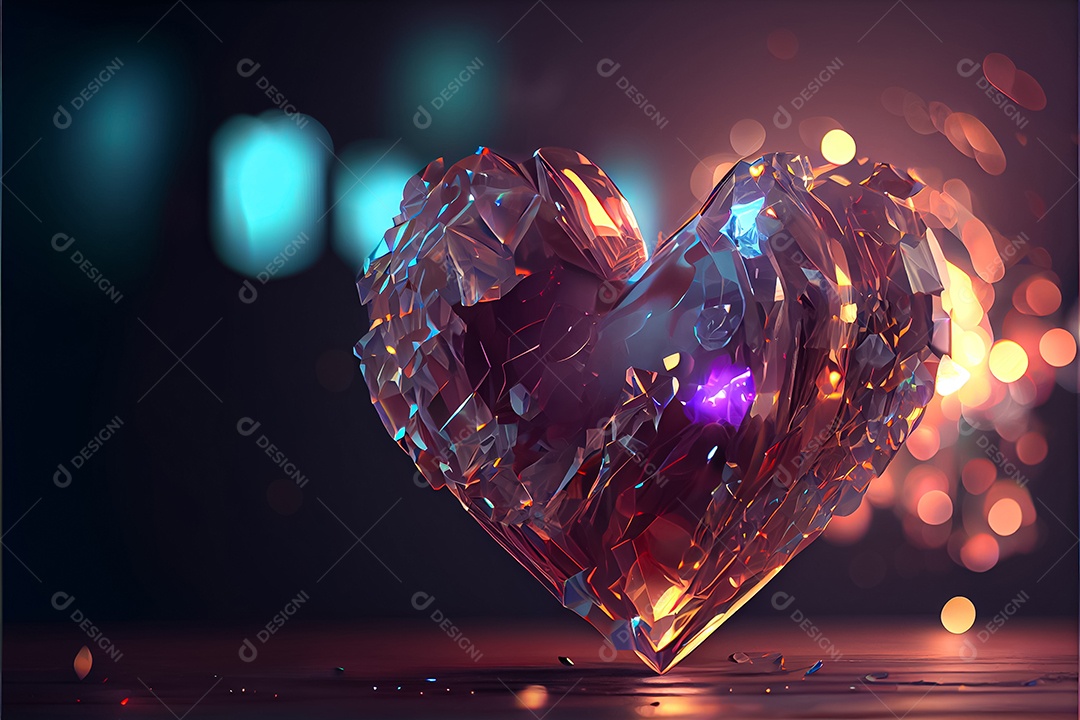 Conceito de coração, amor, dia dos namorados. 12 de junho. Renderização