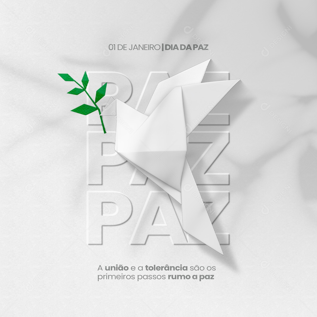 Dia Mundial da Paz 01 de Janeiro Social Media PSD Editável