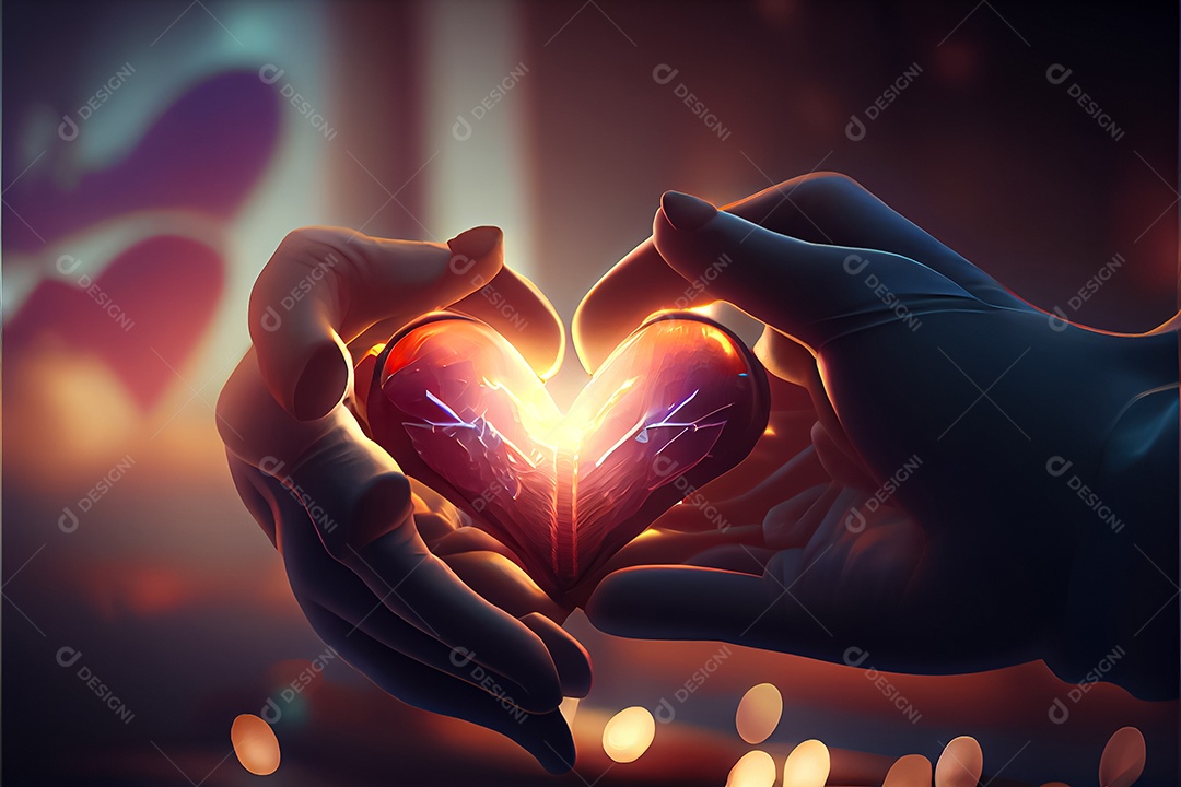 Conceito de coração, amor, dia dos namorados. 12 de junho. Renderização