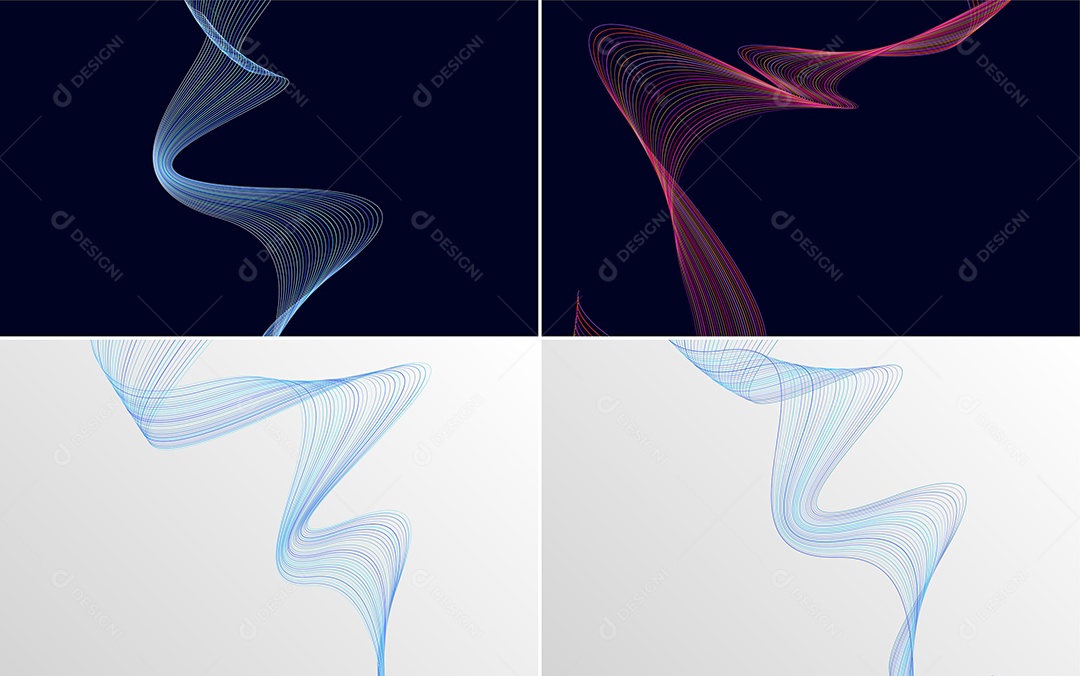 Conjunto de Ondas Sonoras Coloridas Dinâmicas De Linhas Mínimas Vetor EPS