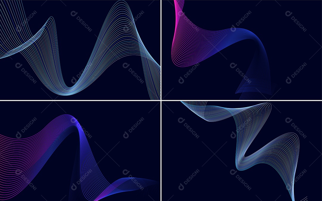 Conjunto de Ondas Sonoras Coloridas Dinâmicas De Linhas Mínimas Vetor EPS